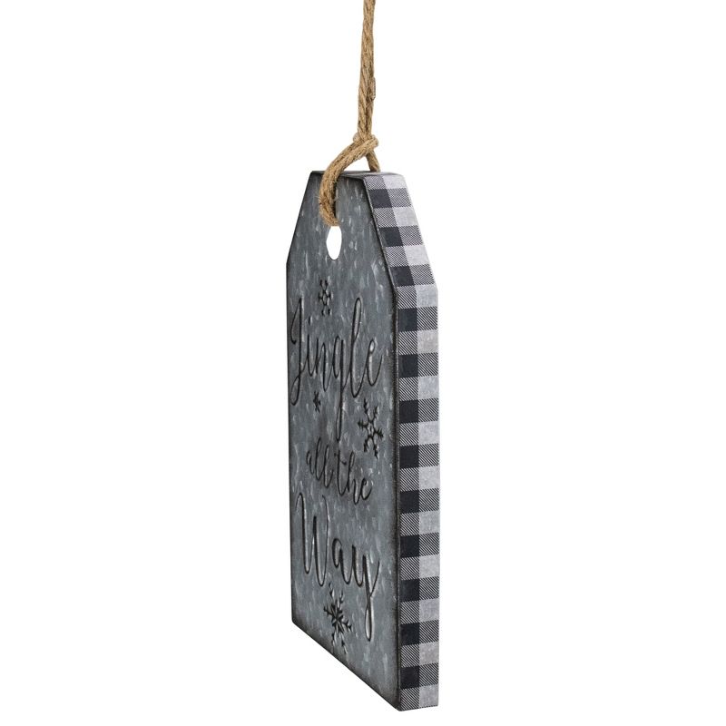 Northlight 12.25" Silver and Black Metal Distressed "Jingle All The Way" Christmas Wall Decor