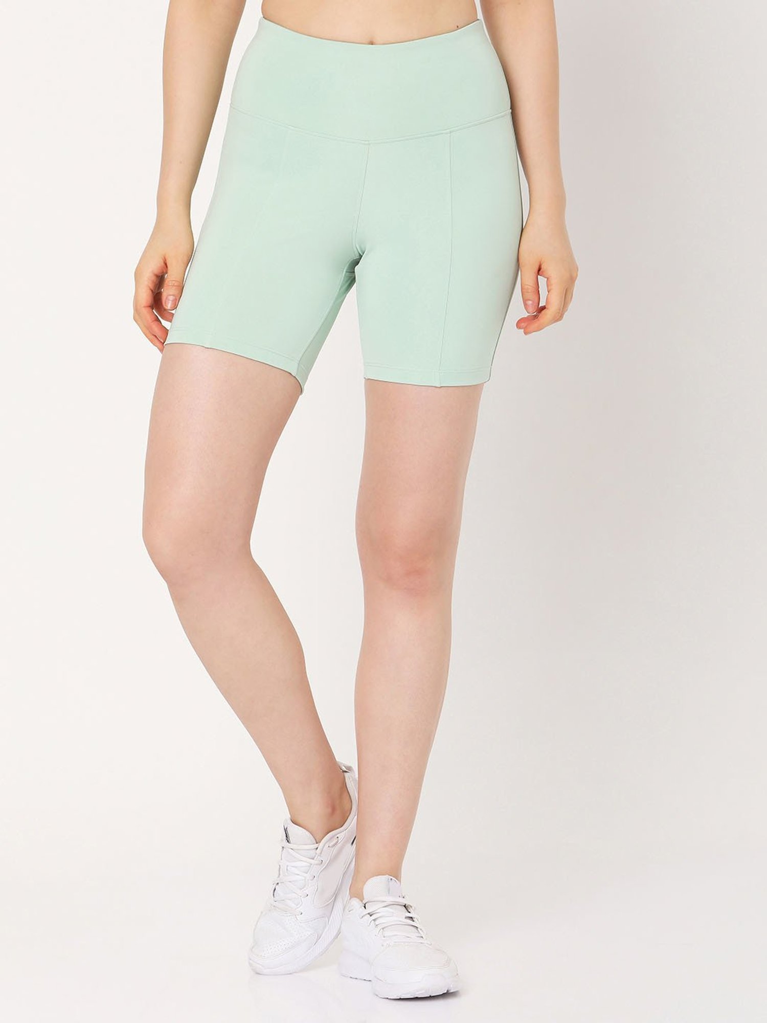 SILVERTRAQ Sea Green Polyester Relaxed Fit Cycling Shorts