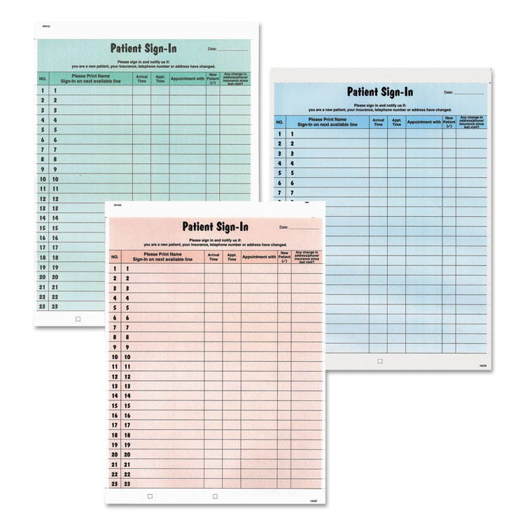 Green Confidential Patient Sign-In Label Forms, 8-1/2" x 11", 23 Peel Off Adhesive Sign In Lines (125 Forms per Pack)