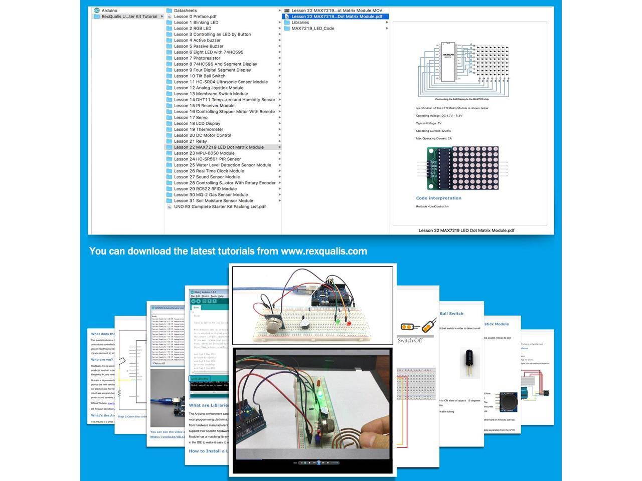 REXQualis Arduino UNO R3 Complete Starter Kit w/Detailed Tutorial for Arduino UNO
