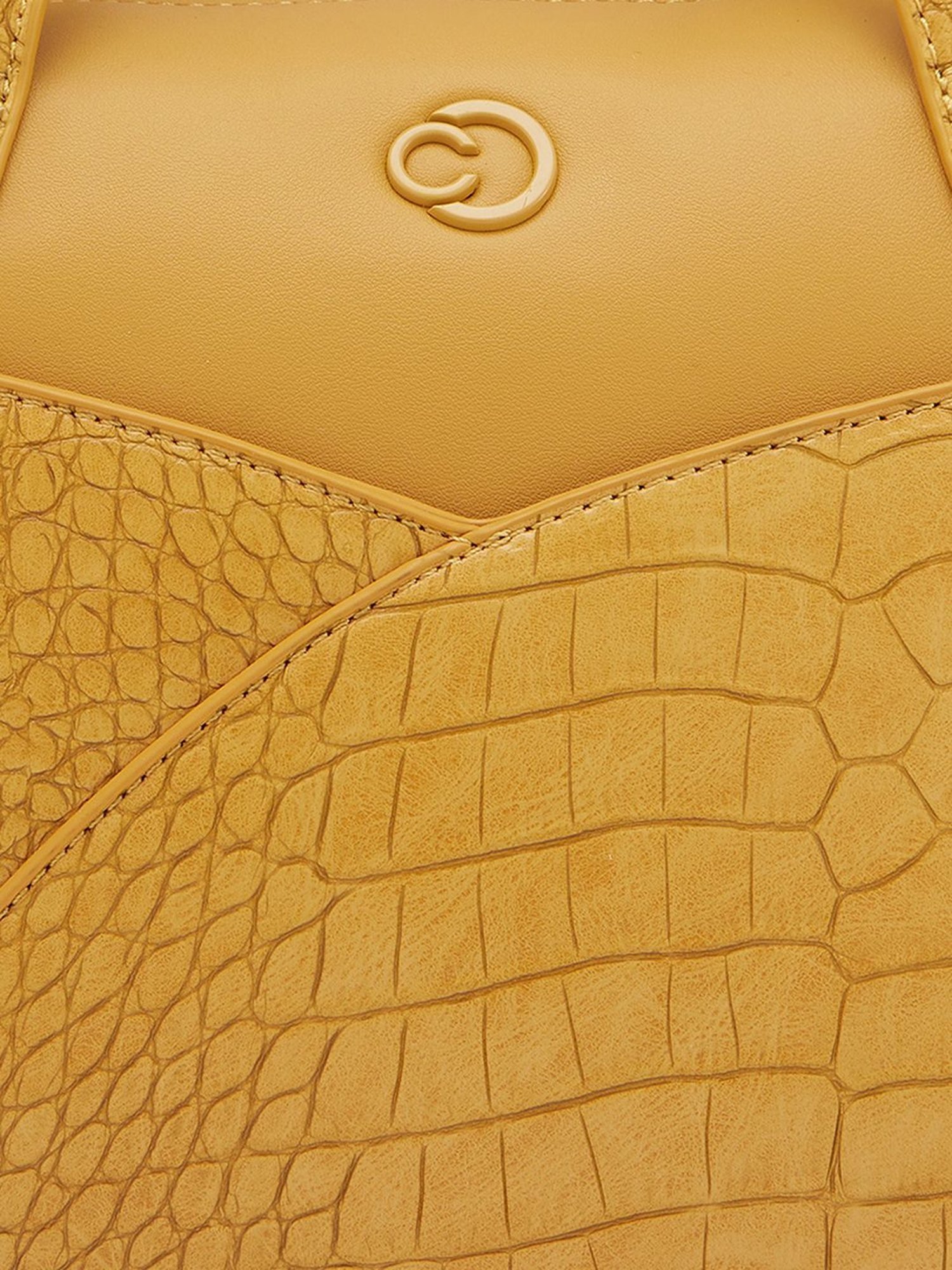 Caprese Cabo Ochre Faux Leather Textured Handbag