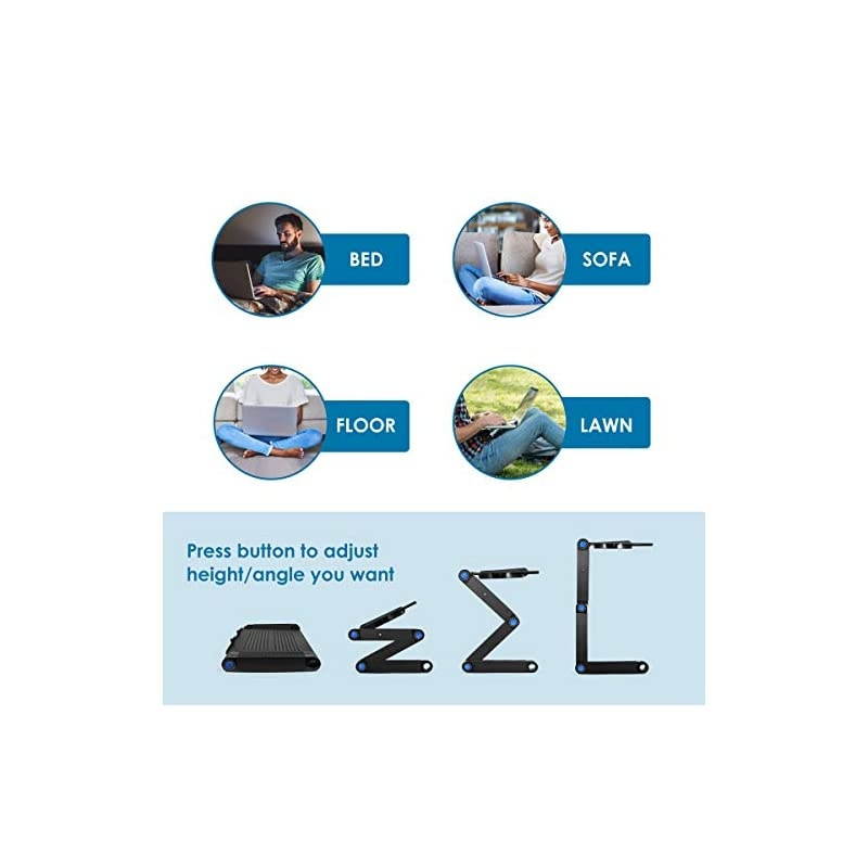 Desk for Bed 2020 Upgraded Stand with Large Cooling Fan amp Mouse Pad Foldable Aluminum Office Desk for BedSofaCouch Lap Tray