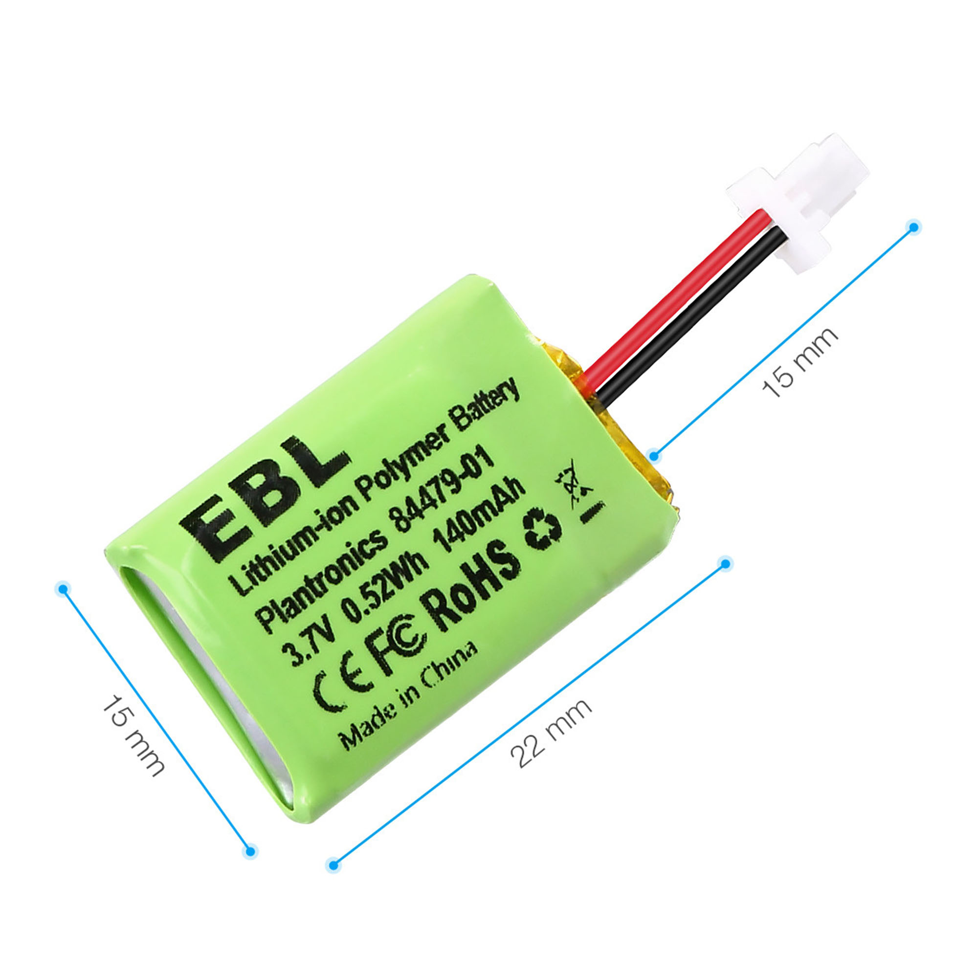 EBL 3.7v 140mAh Replacement Battery for Plantronics CS540, 86180-01, 84479-01, CS540A, CS540, C054 Wireless Headsets Battery
