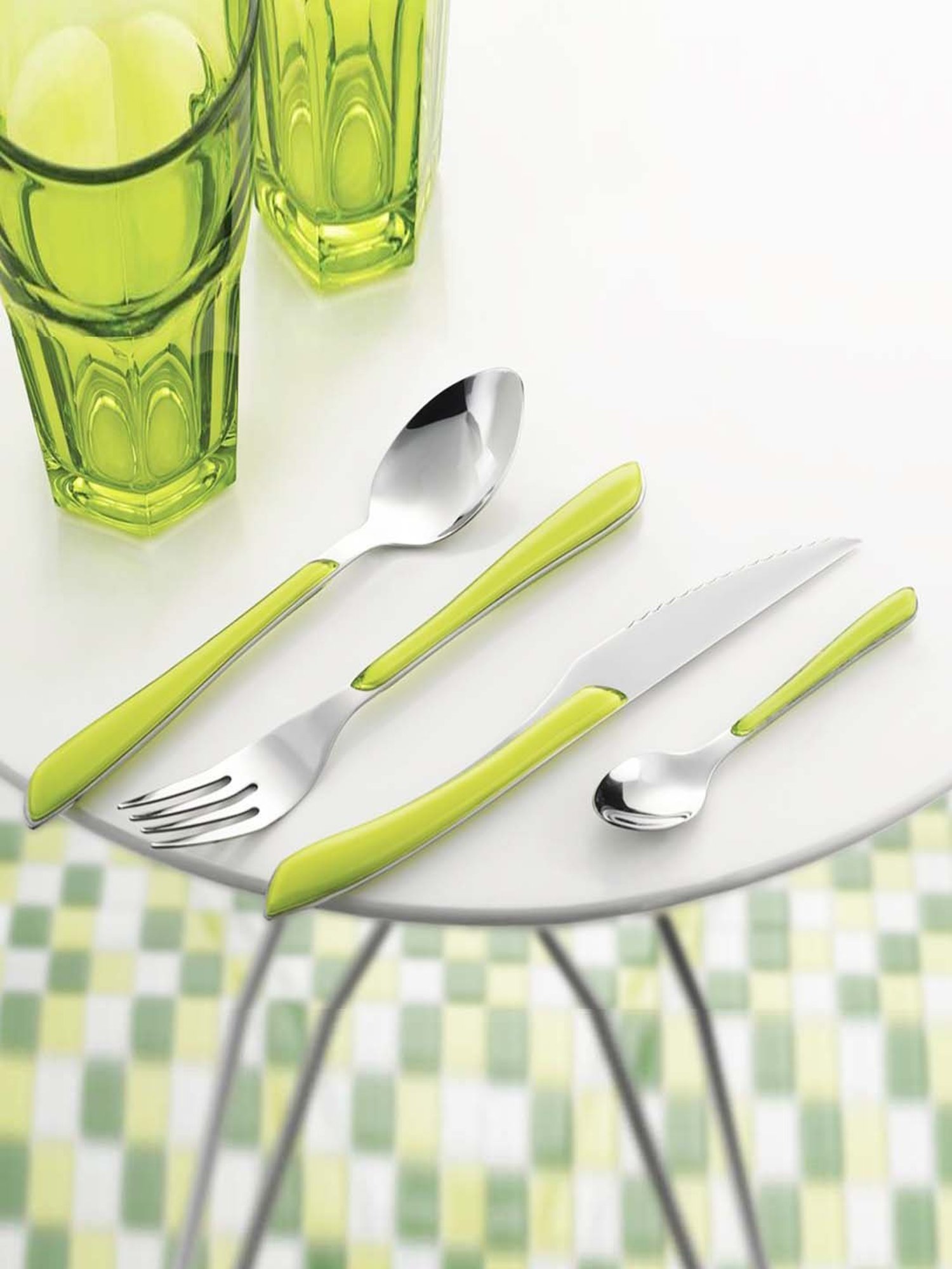 Amefa 'Eclat' Light Green Stainless Steel 14 cm Cutlery - Set of 24