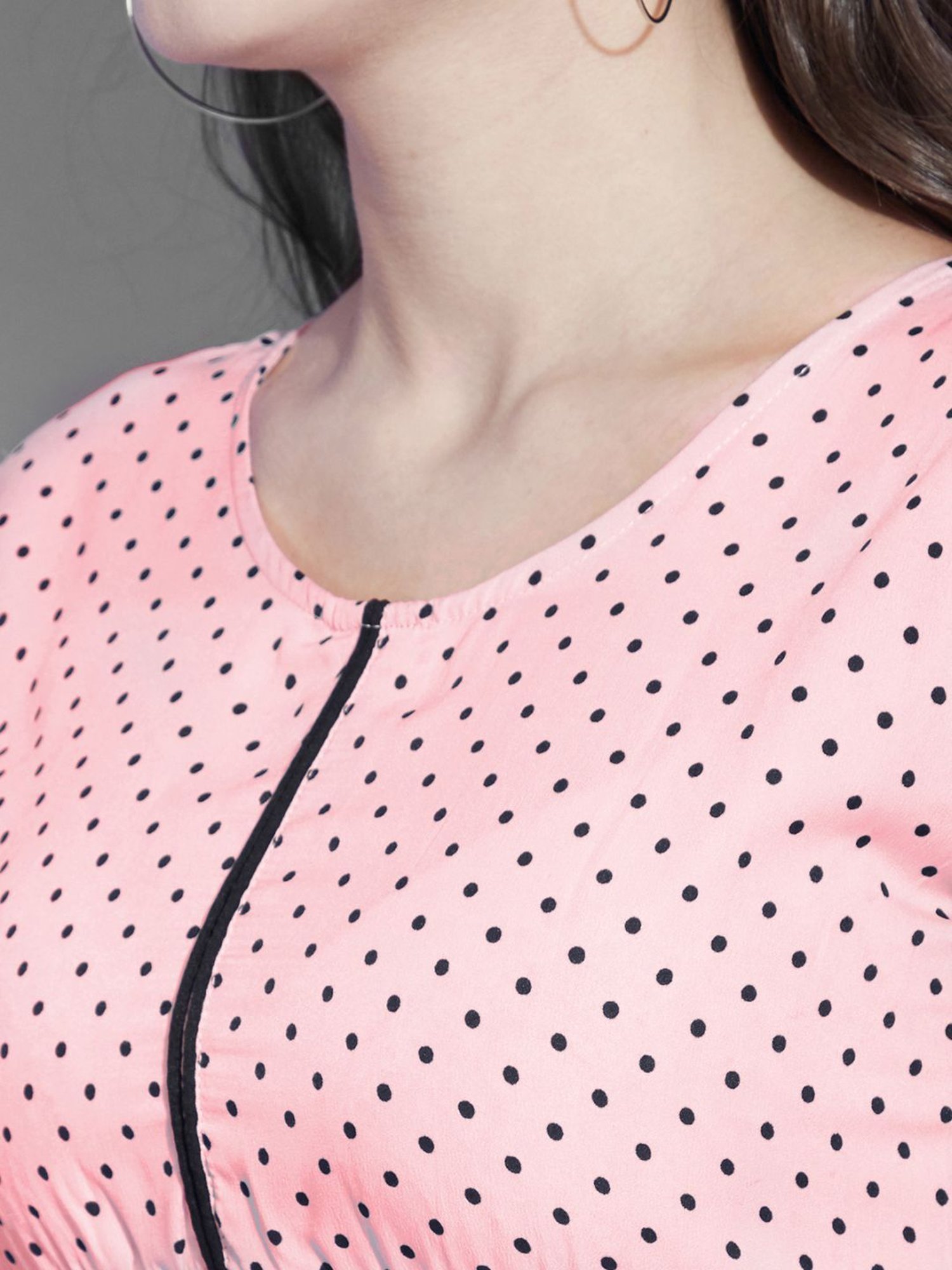 SELVIA Pink Polka Dots Top
