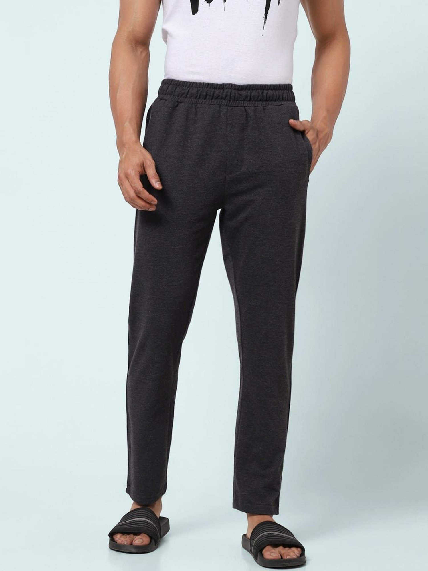 Ajile by Pantaloons Charcoal Melange Slim Fit Nightwear Pyjamas