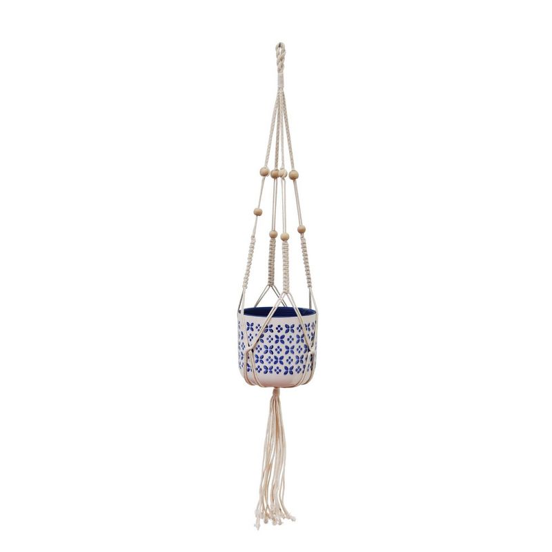 6" Hanging Planter White/Blue - Sagebrook Home