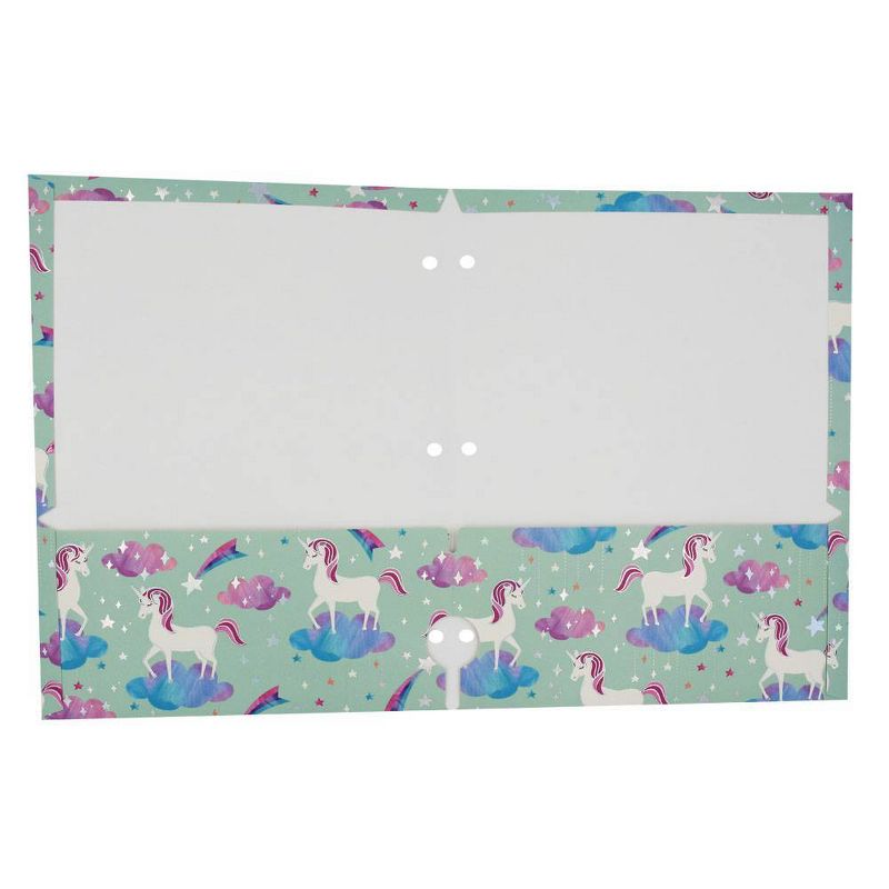 Unicorns 2 Pocket Paper Folder Teal - Greenroom