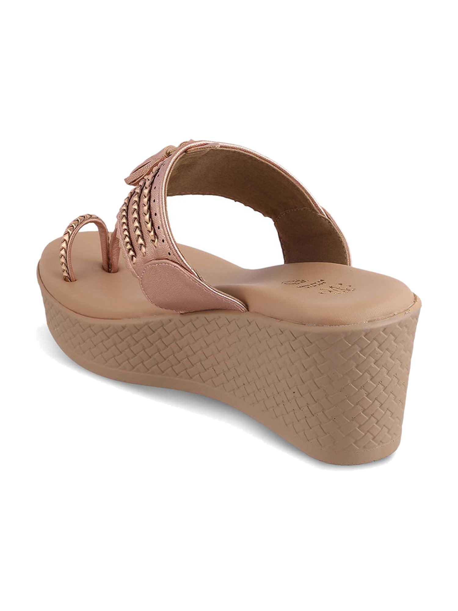 Tresmode Women's Champagne Toe Ring Wedges