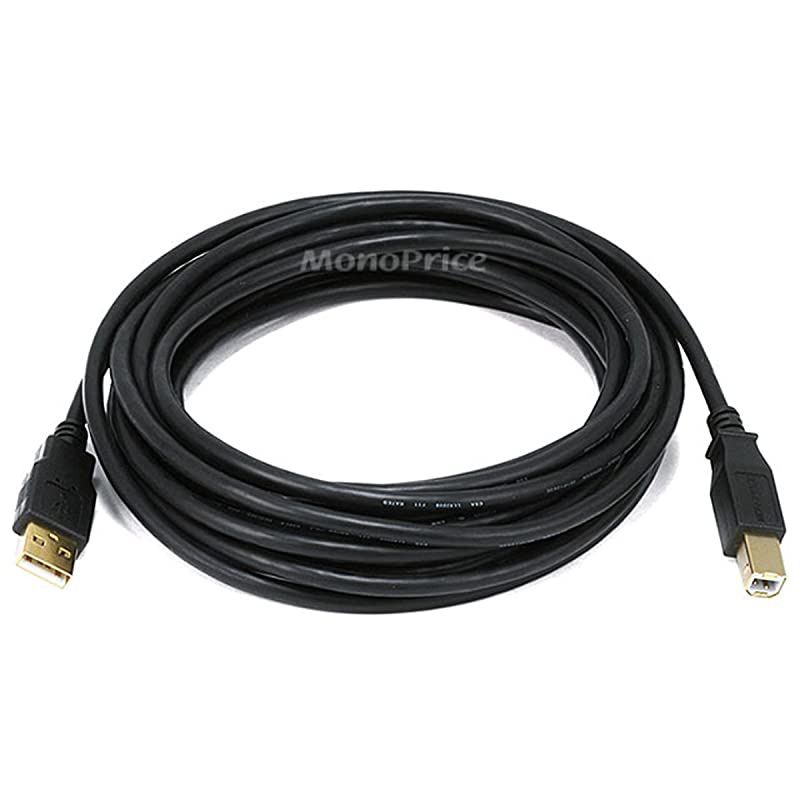 15Feet USB 20 A Male to B Male 2824AWG Cable Gold Plated 105440Black