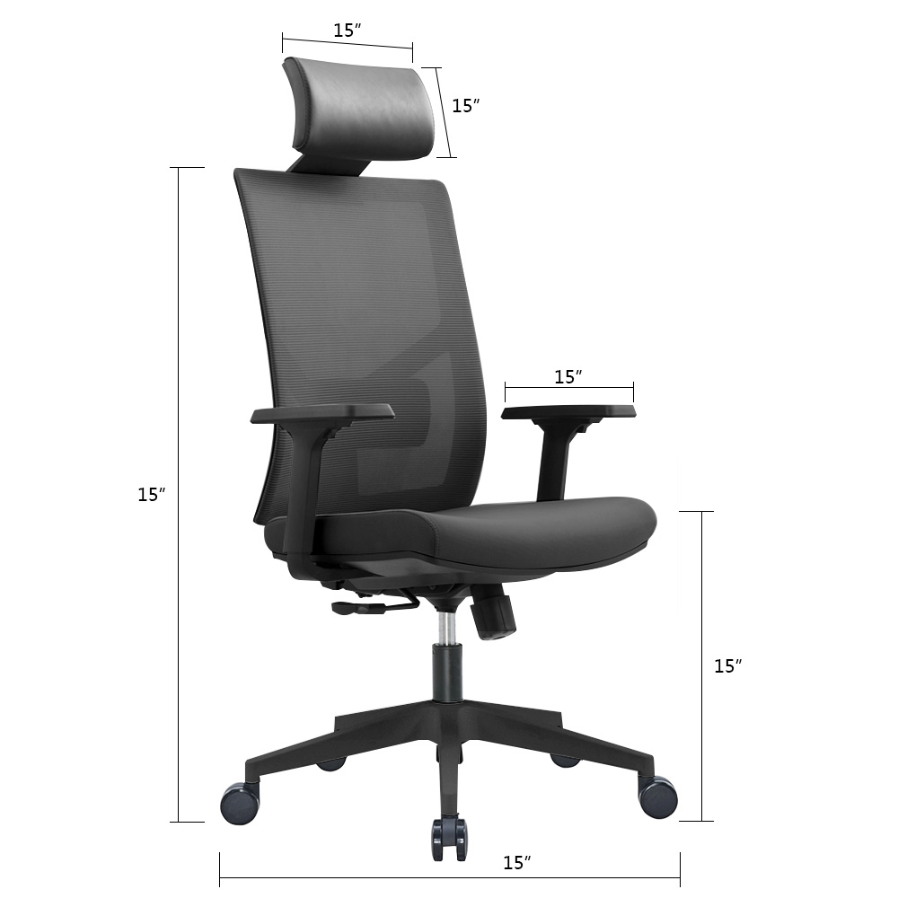 Ergonomic Multi Function Mesh Office Chair with Lumbar Support, Adjustable Armrest (With Headrest, Black)