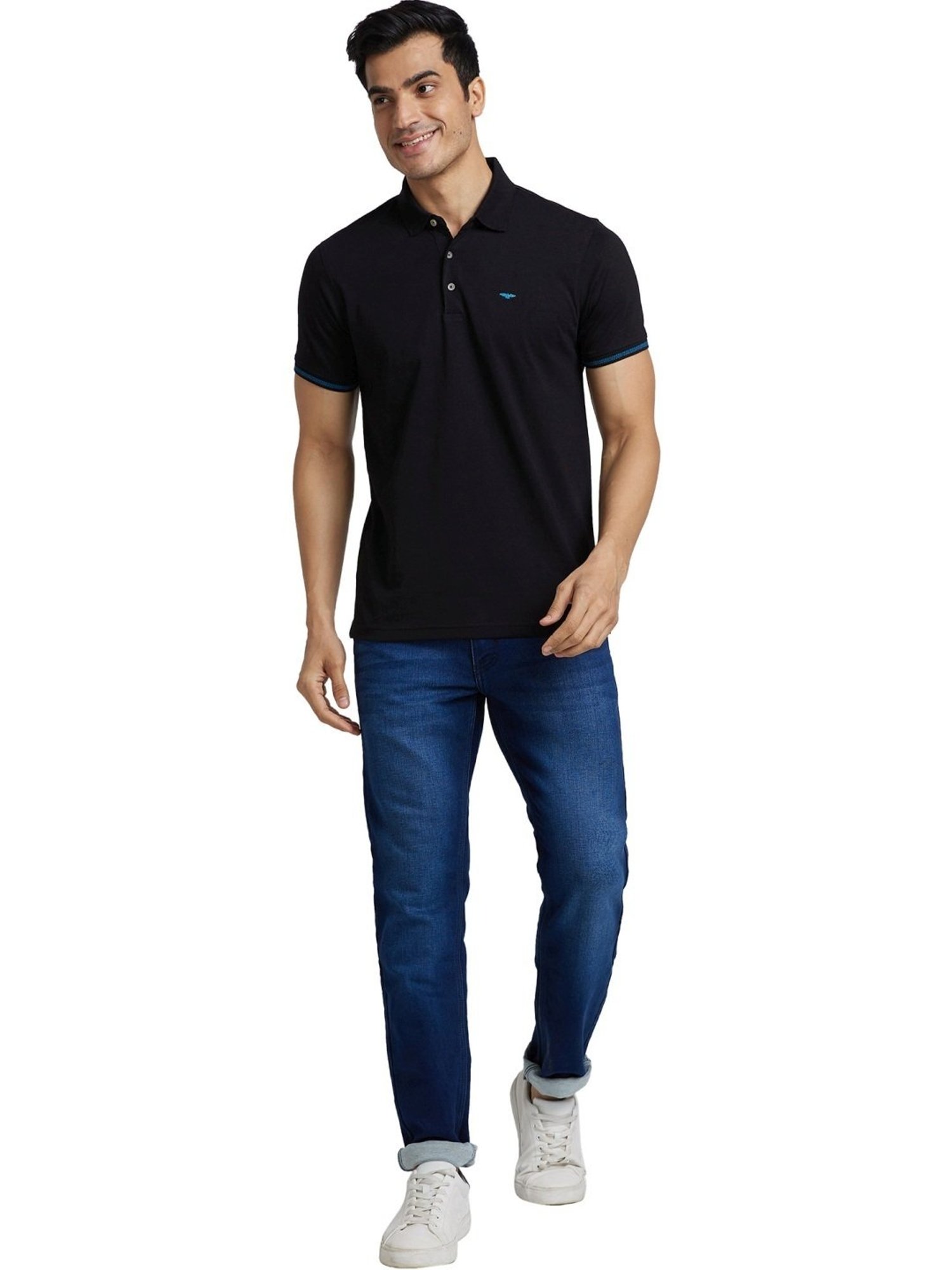 Park Avenue Black Slim Fit Polo T-Shirt
