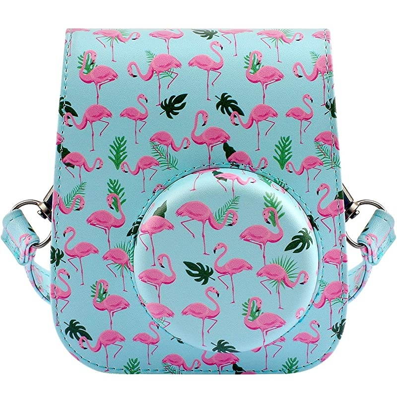 Portable Case Compatible with Fujifilm Instax Mini 11 Instant Camera with Accessories Pocket and Adjustable Strap. (Flamingo)