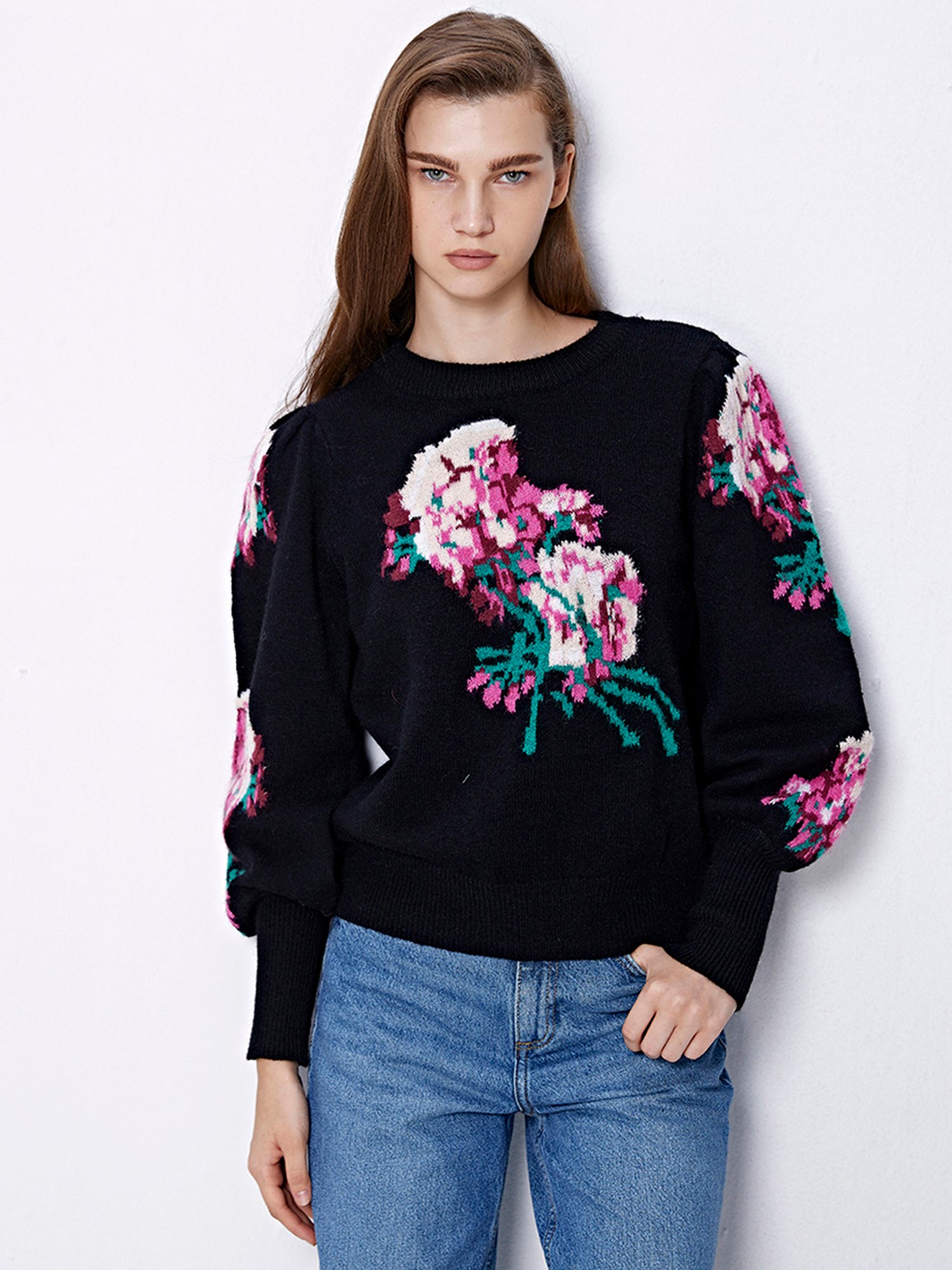 Cover Story Black Printed Sweater