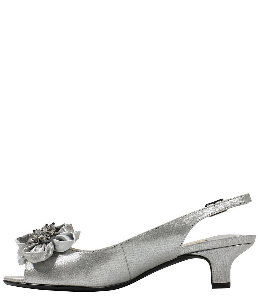 J. Renee Leonelle Embellished Bow Slingback Peep Toe Pumps