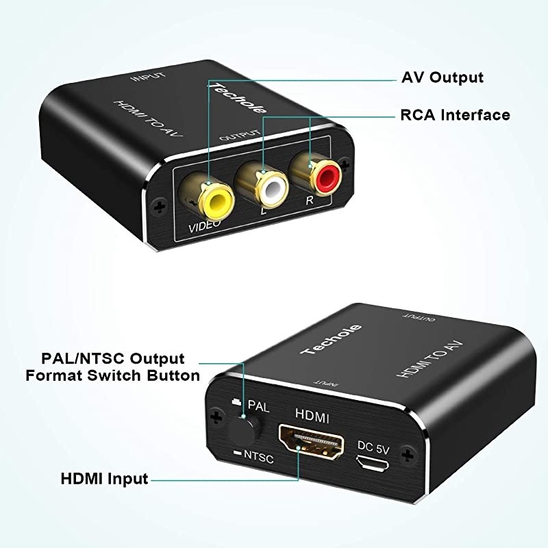 HDMI to RCA Audio Converter-  Aluminum HDMI to AV 1080P Converter HDMI to 3RCA CVBS AV Composite Video Adapter Supports PAL/NTSC for  Fire TV Stick, Roku, Apple TV, PC, Laptop, Xbox, HDTV