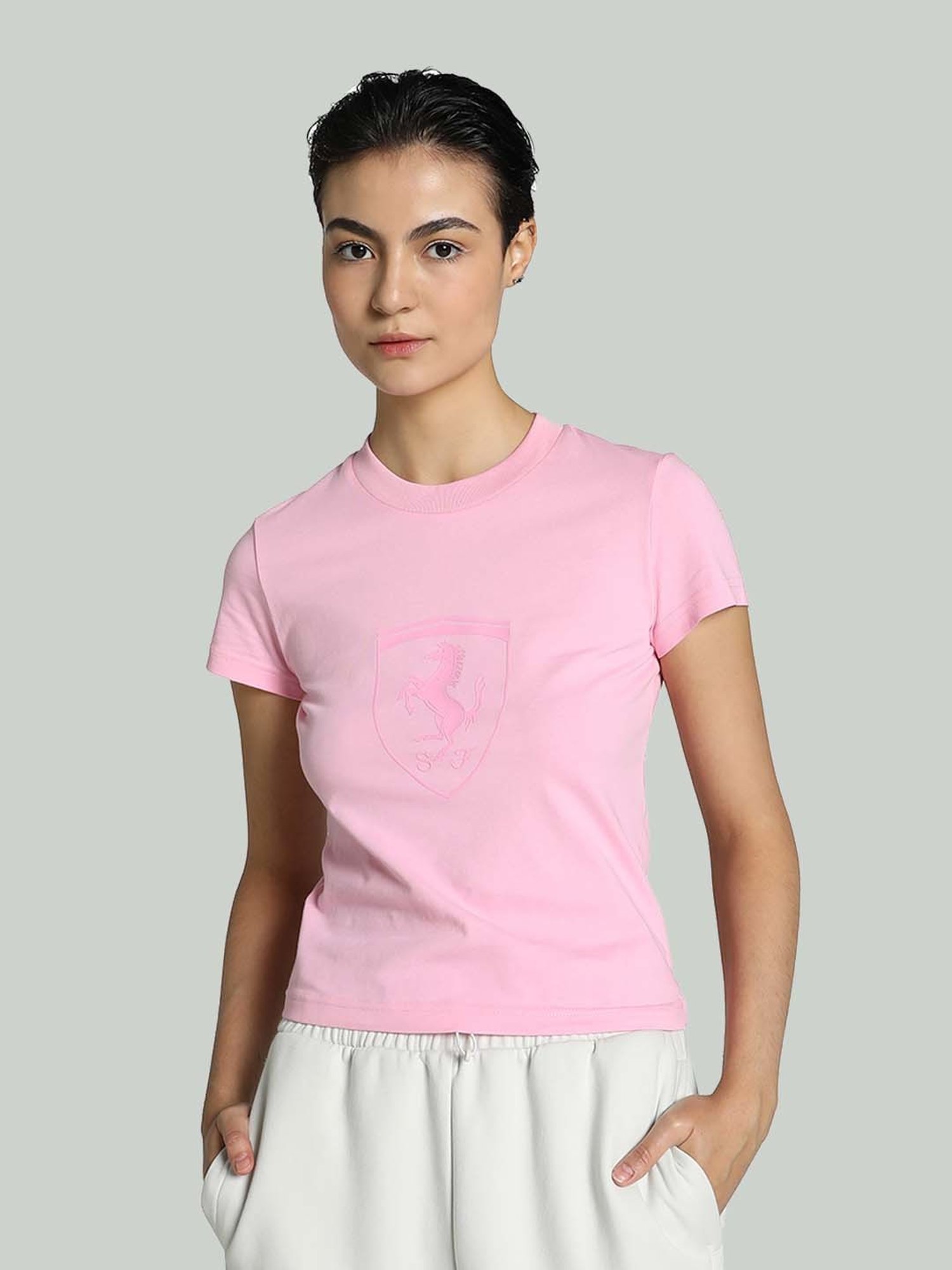 Puma Pink Cotton Graphic Print T-Shirt