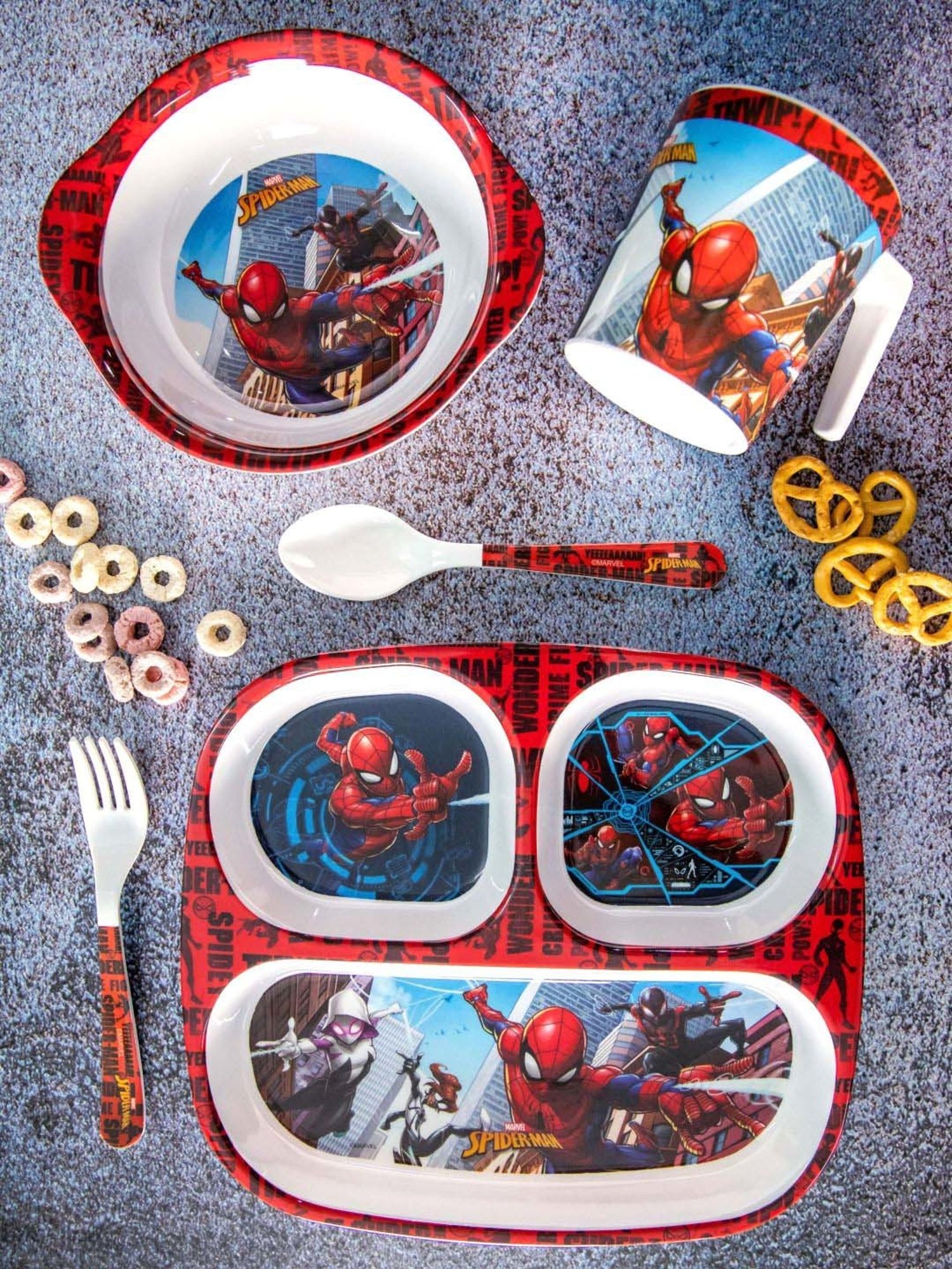 Servewell Spiderman Red Melamine Kids  5Pcs Dinner Set (0.67 L)