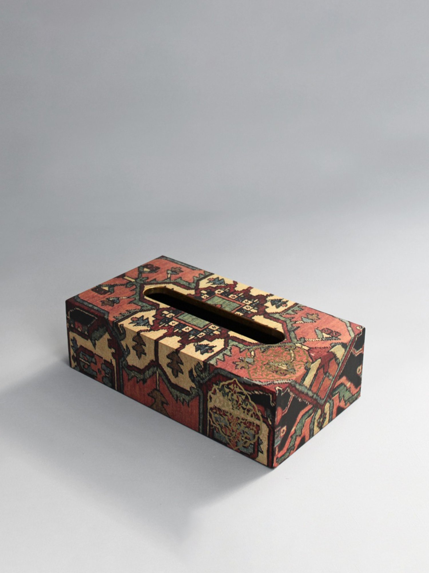 Karo Tapi Printed Multicolor Wood Tissue Box