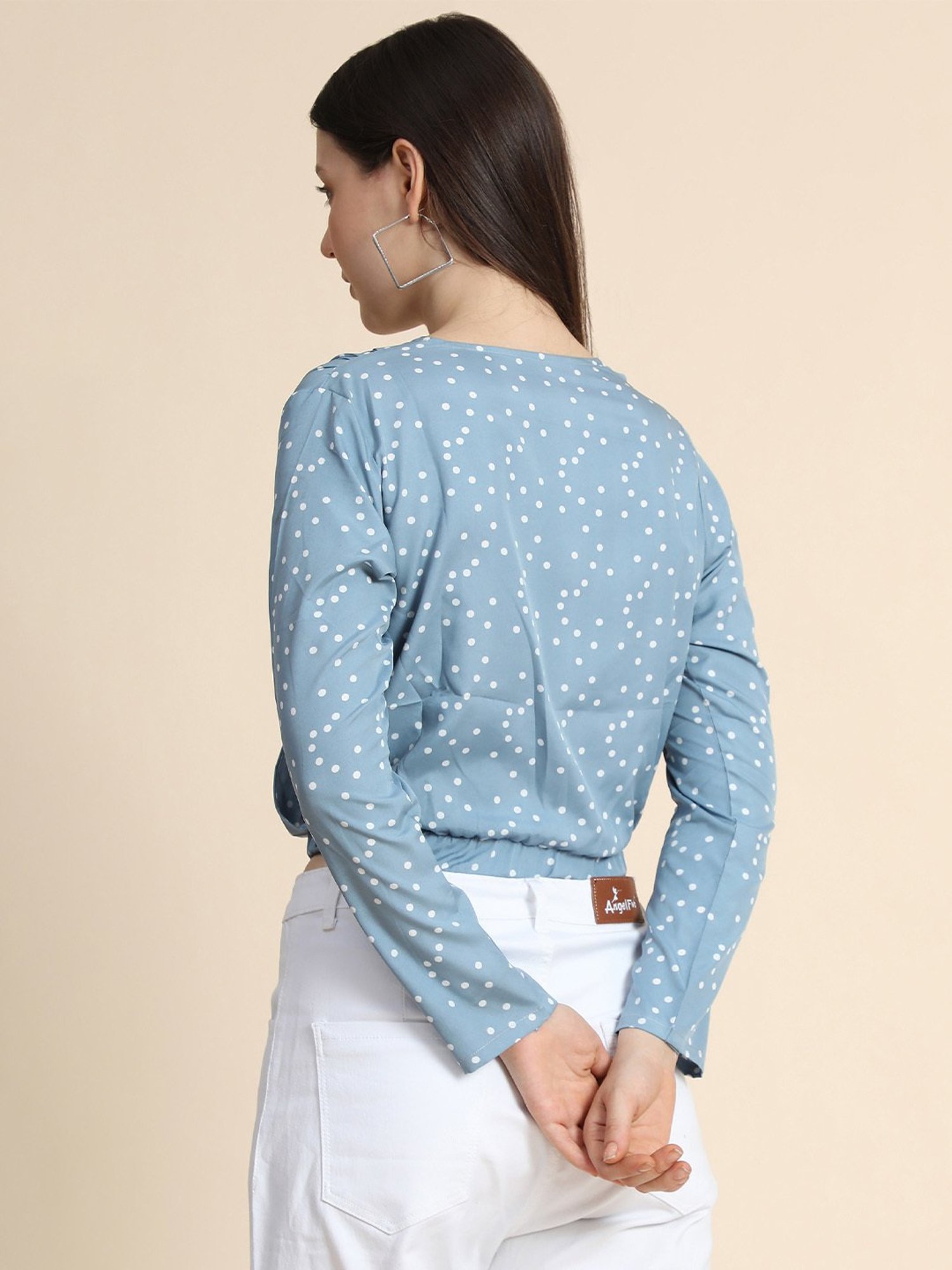 KERI PERRY Powder Blue Printed Crop Top