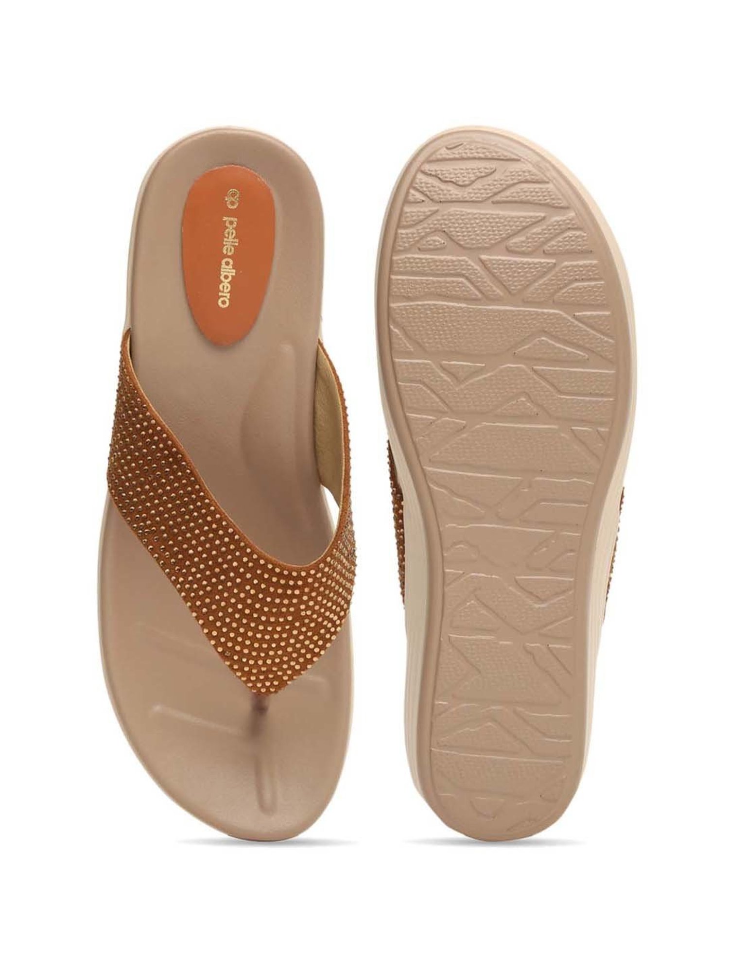 Pelle Albero Women's Tan Thong Wedges