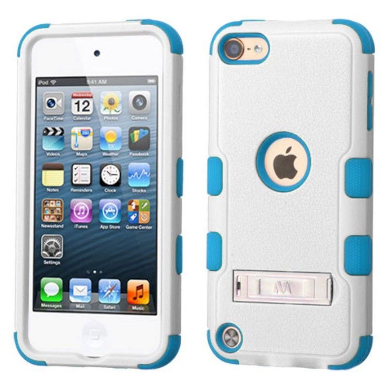 MYBAT For Apple iPod Touch 5th Gen/6th Gen White Blue Hard Hybrid Case Cover w/stand