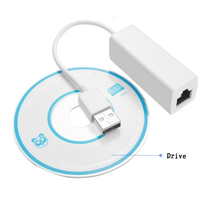 USB2.0 to RJ45 100Mbps Adapter RTL 10M/100M Plug and Play Ethernet Card Cable-White