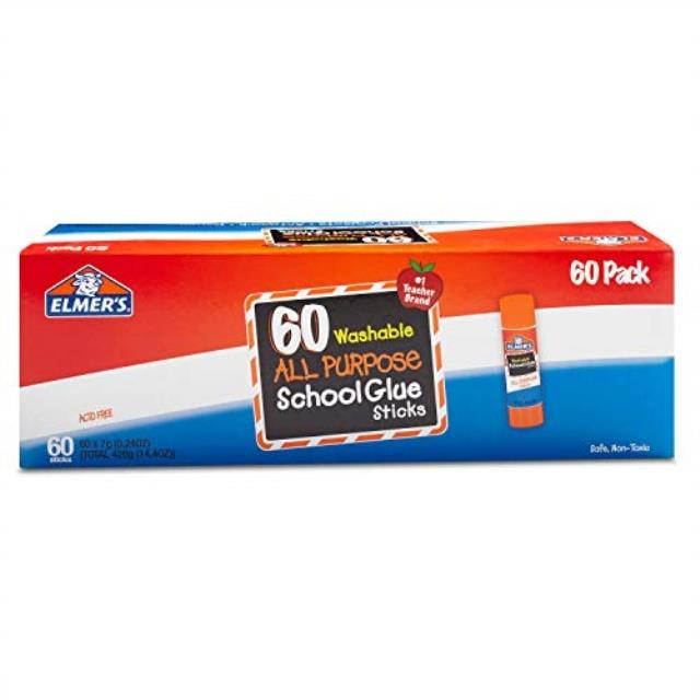 Elmer's All Purpose School Glue Sticks, Washable, 60 Pack, 0.24ounce sticks