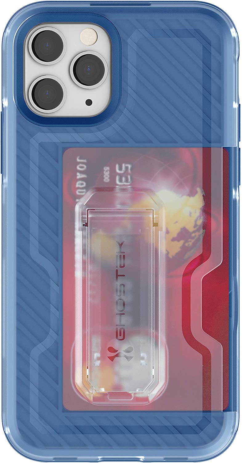 Ghostek Iron Armor Belt Clip iPhone 11 Holster Case with Kickstand and Card Holder Slot Slim Shockproof Design Heavy Duty Protection Wireless Charging Compatible 2019 iPhone 11 (6.1 Inch) - (Blue)