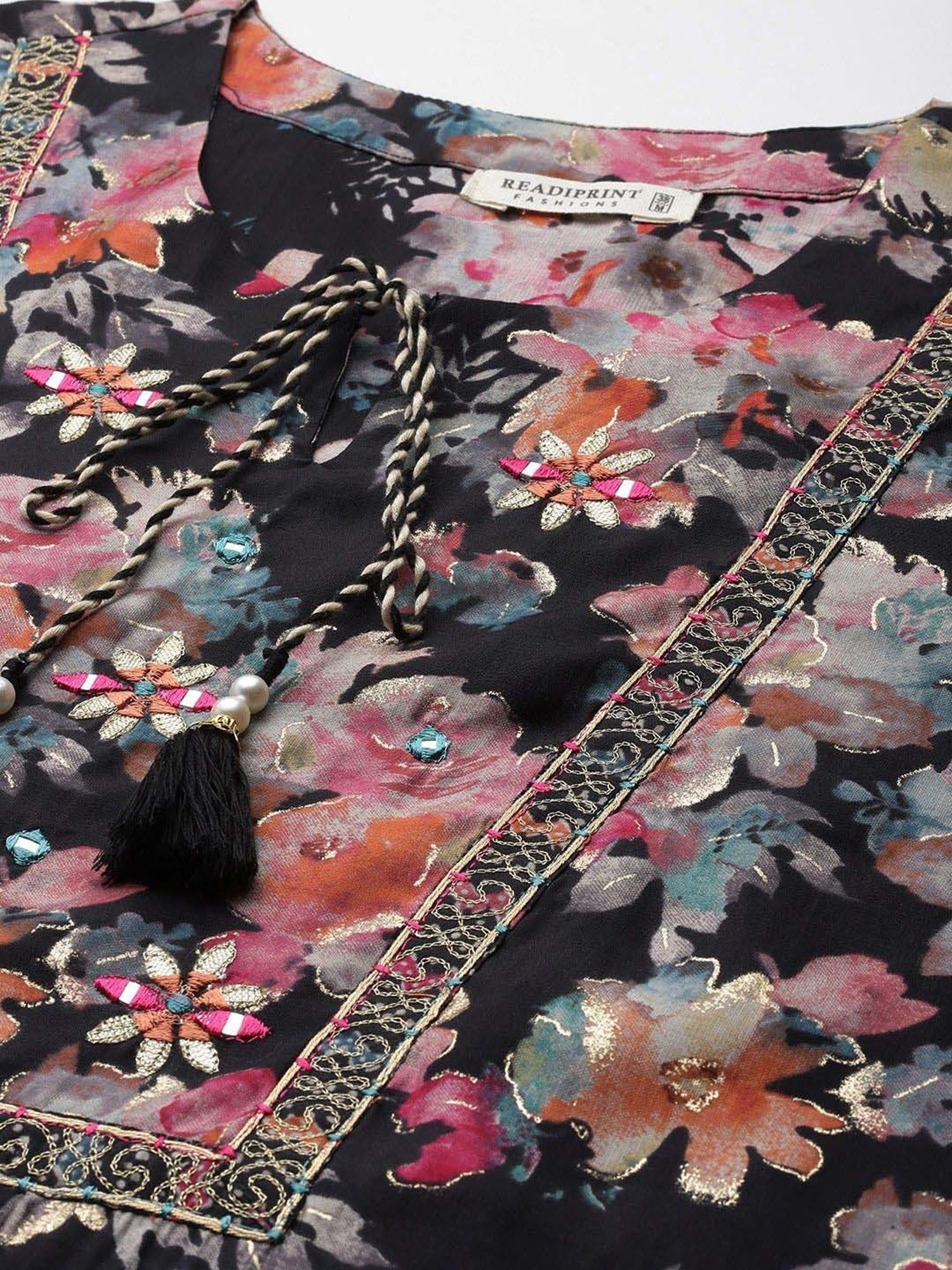 READIPRINT FASHIONS Black Printed Kurta Pant Set With Dupatta