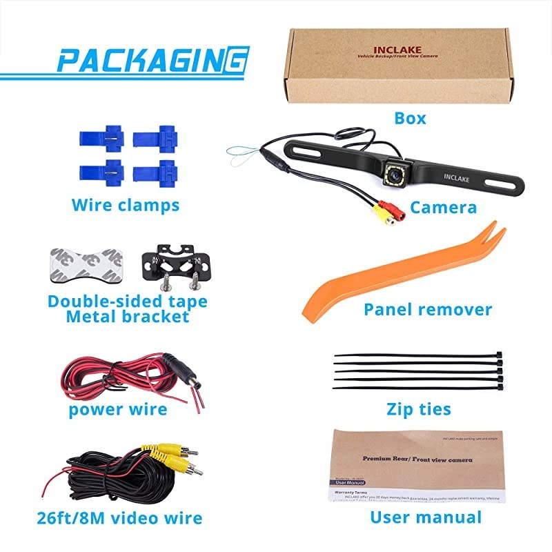 Backup Camera Rear View Camera Ultra HD 12 LED Night VisionWaterproof Reverse Camera 140 Wide View Angel with Multiple Mount Brackets for Universal sSUVTrucksRV and More