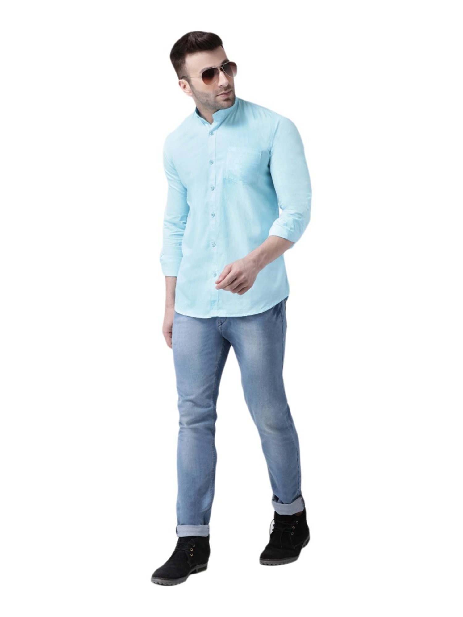Hang Up Blue Cotton Slim Fit Shirt