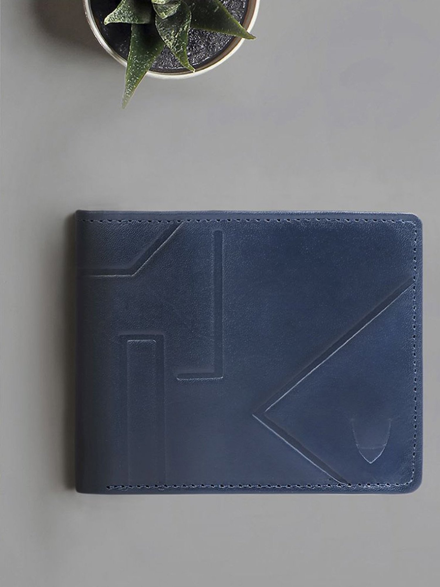 Hidesign Navy Textured Rfid Bi-Fold Wallet for Men