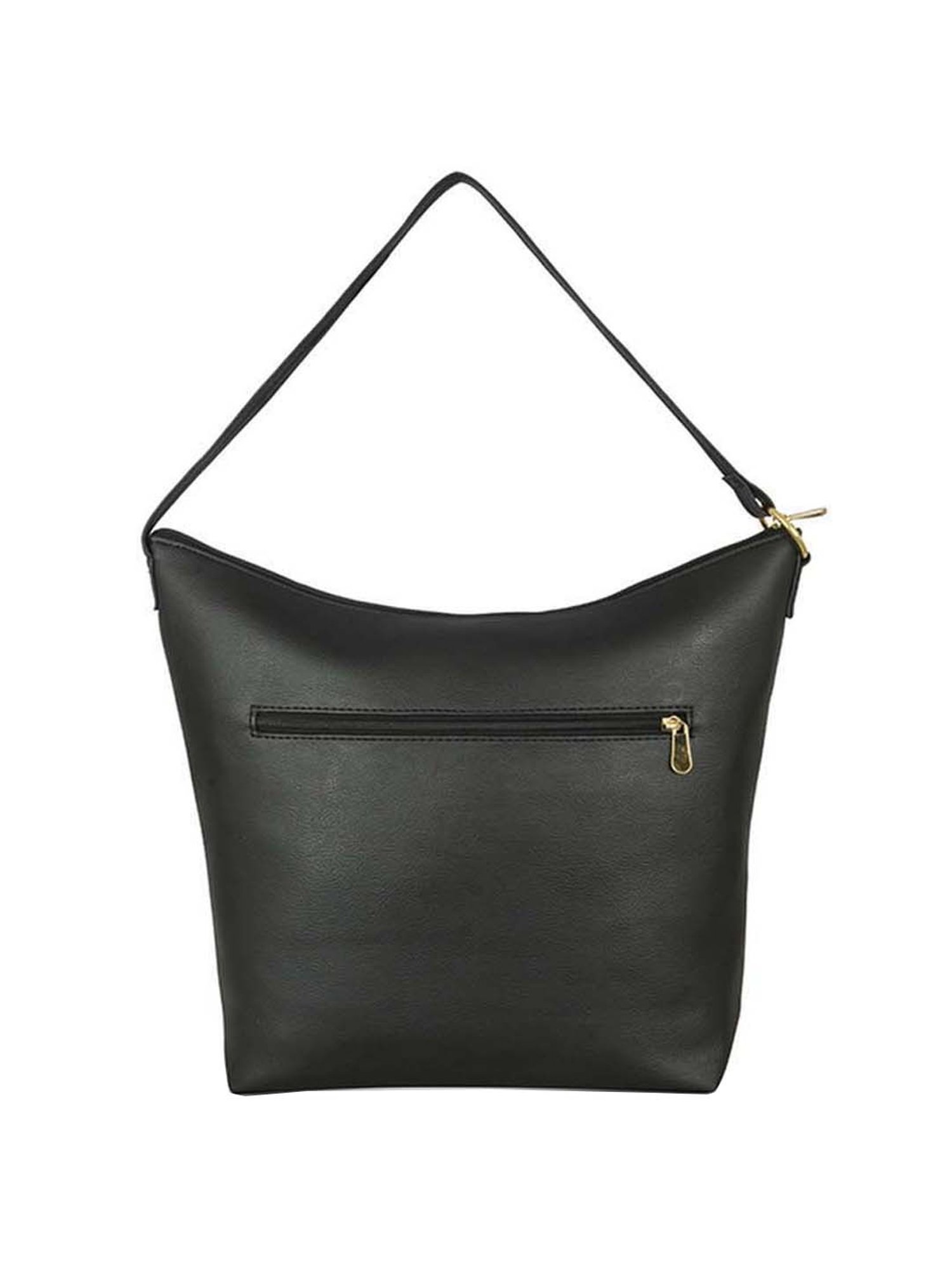 Baggit Black & Beige Solid Medium Hobo Handbag