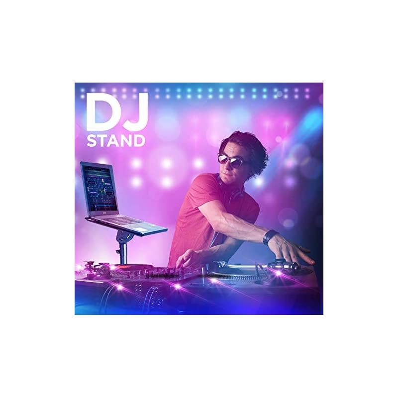 Adjustable 32.3&rdquo; &ndash; 52&rdquo; Laptop DJ Mixer Tripod Stand | Lightweight & Portable 15.3&rdquo; x 12.2&rdquo; Tilted Tri-Pod Tray for Processors, Audio Controllers & Tablets | Raised Edges for Protection