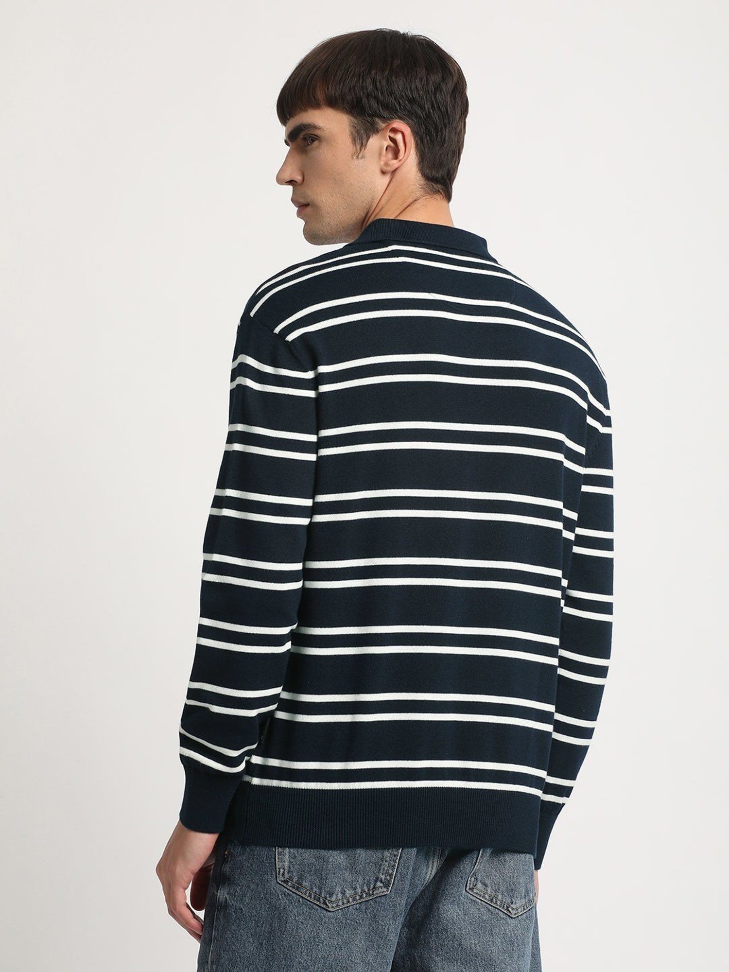 The Bear House Multicolored Cotton Regular Fit Striped Polo T-Shirt