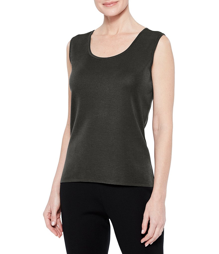 Ming Wang Scoop Neck Sleeveless Knit Tank