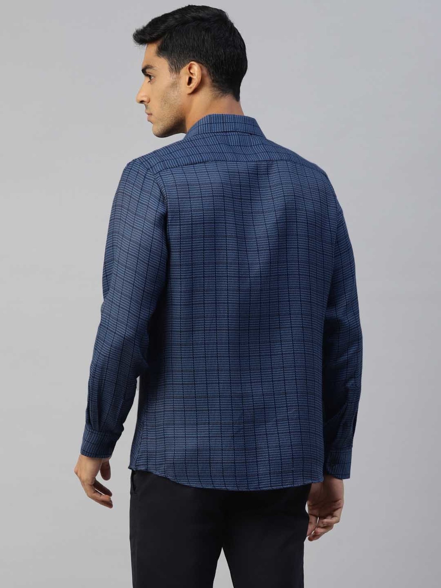 Don Vino Dark Blue Slim Fit Check Shirt