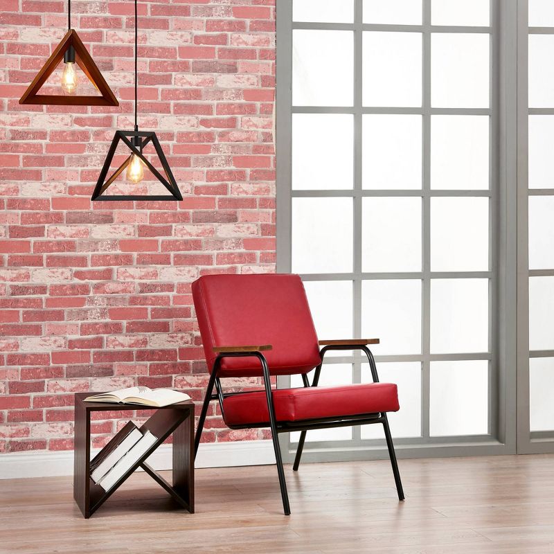 Denver Armchair with Metal Leg & Wood Armrest Red/Black Finish - Versanora