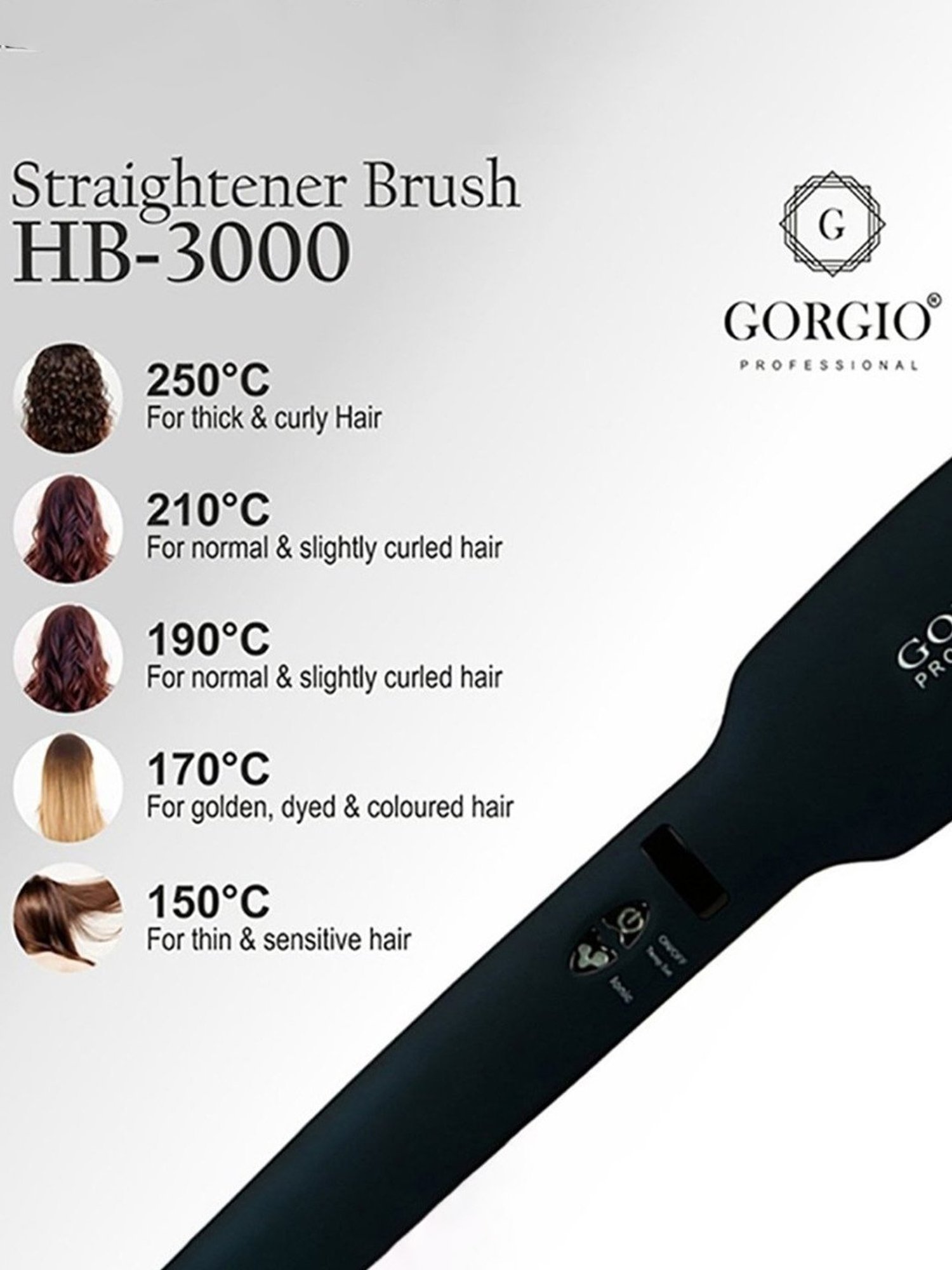 Gorgio Professional HS7800 Steam Hair Straightener (Black)