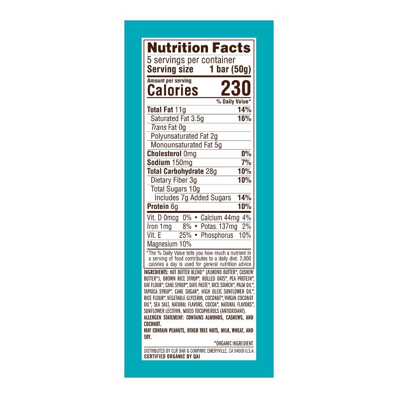 CLIF Nut Butter Bar - Coconut Almond Butter Energy Bars - 8.8oz/5ct