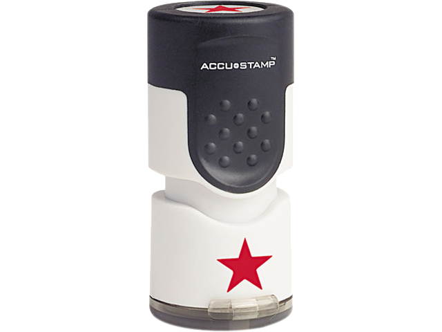 ACCUSTAMP 030726 Accustamp Pre-Inked Round Stamp with Microban, Star, 5/8" dia., Red