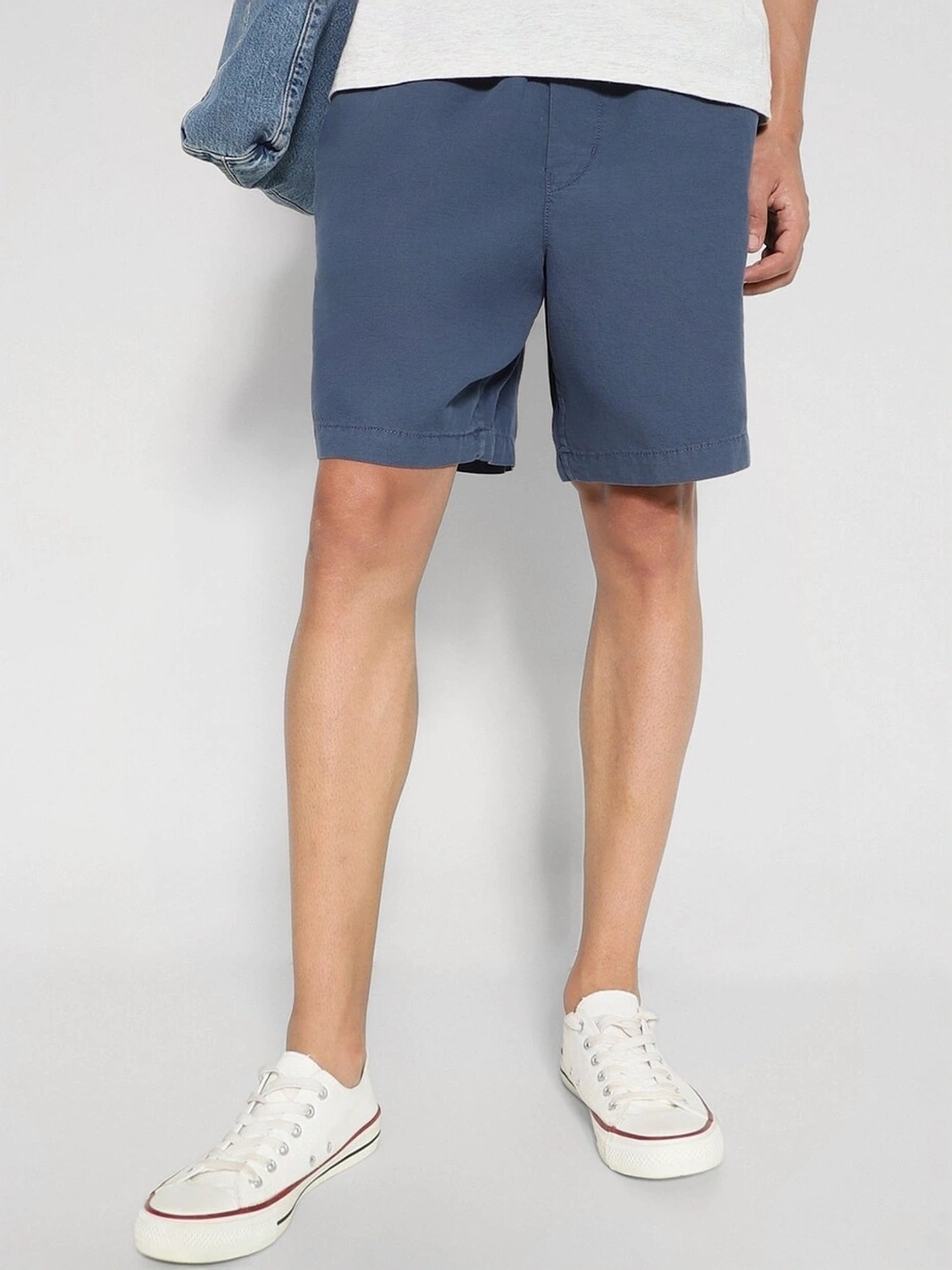 American Eagle Blue Cotton Regular Fit Shorts