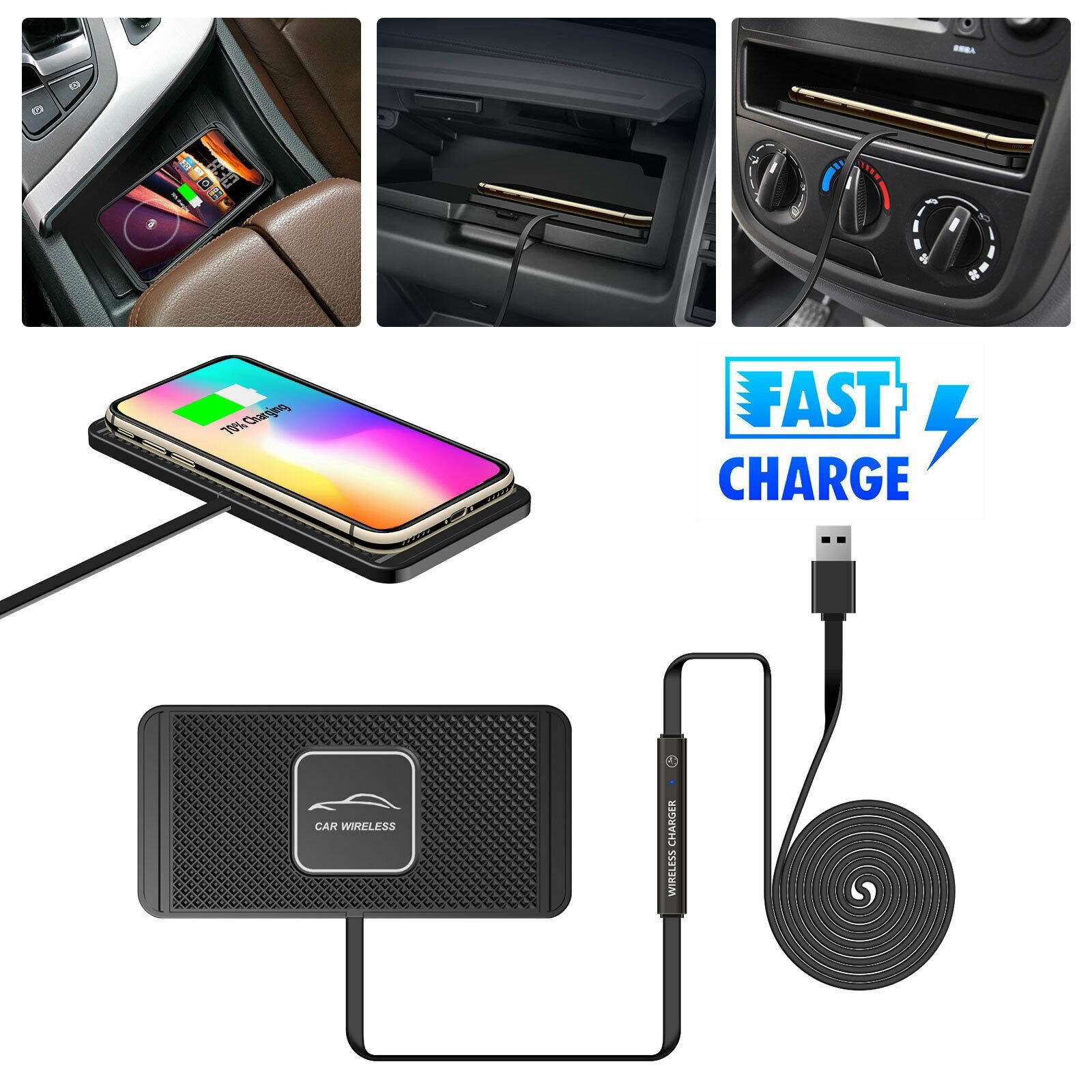 QI wireless Car phone charger charging pad mat for iPhone  universal