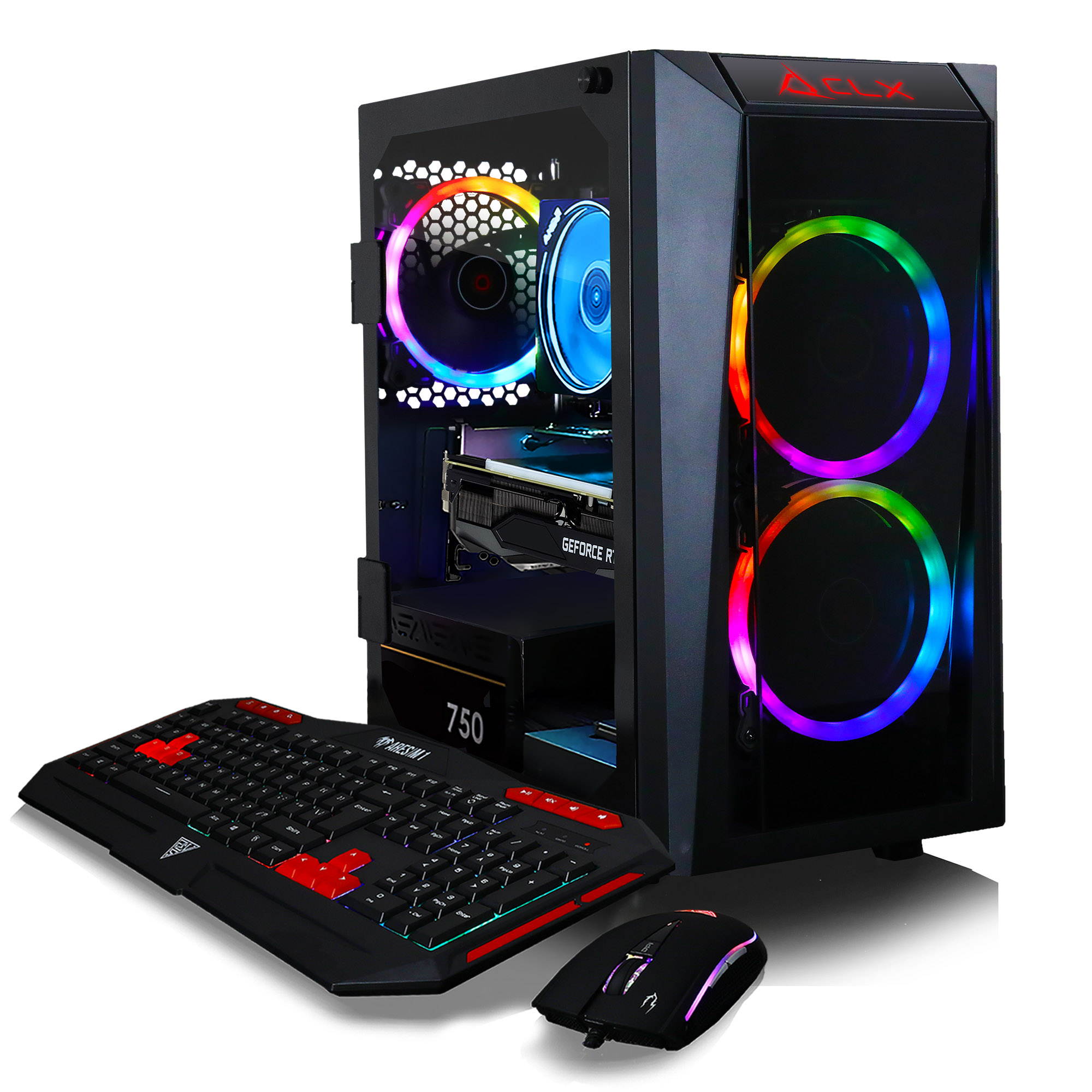 CLX SET Gaming Desktop - AMD Ryzen 5 3600 3.6GHz 6-Core Processor, 16GB DDR4 Memory, GeForce RTX 3060 Ti 8GB GDDR6 Graphics, 240GB SSD, 2TB HDD, WiFi, Windows 10 Home 64-bit