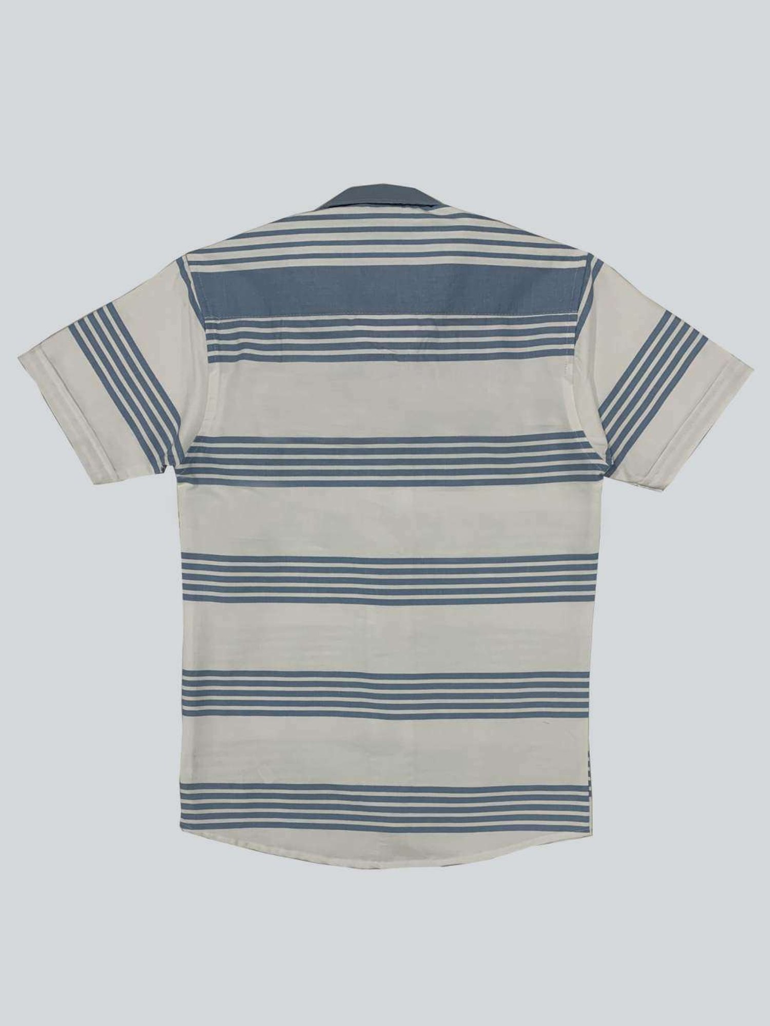 Cavio Kids Blue & White Cotton Striped Shirt Set
