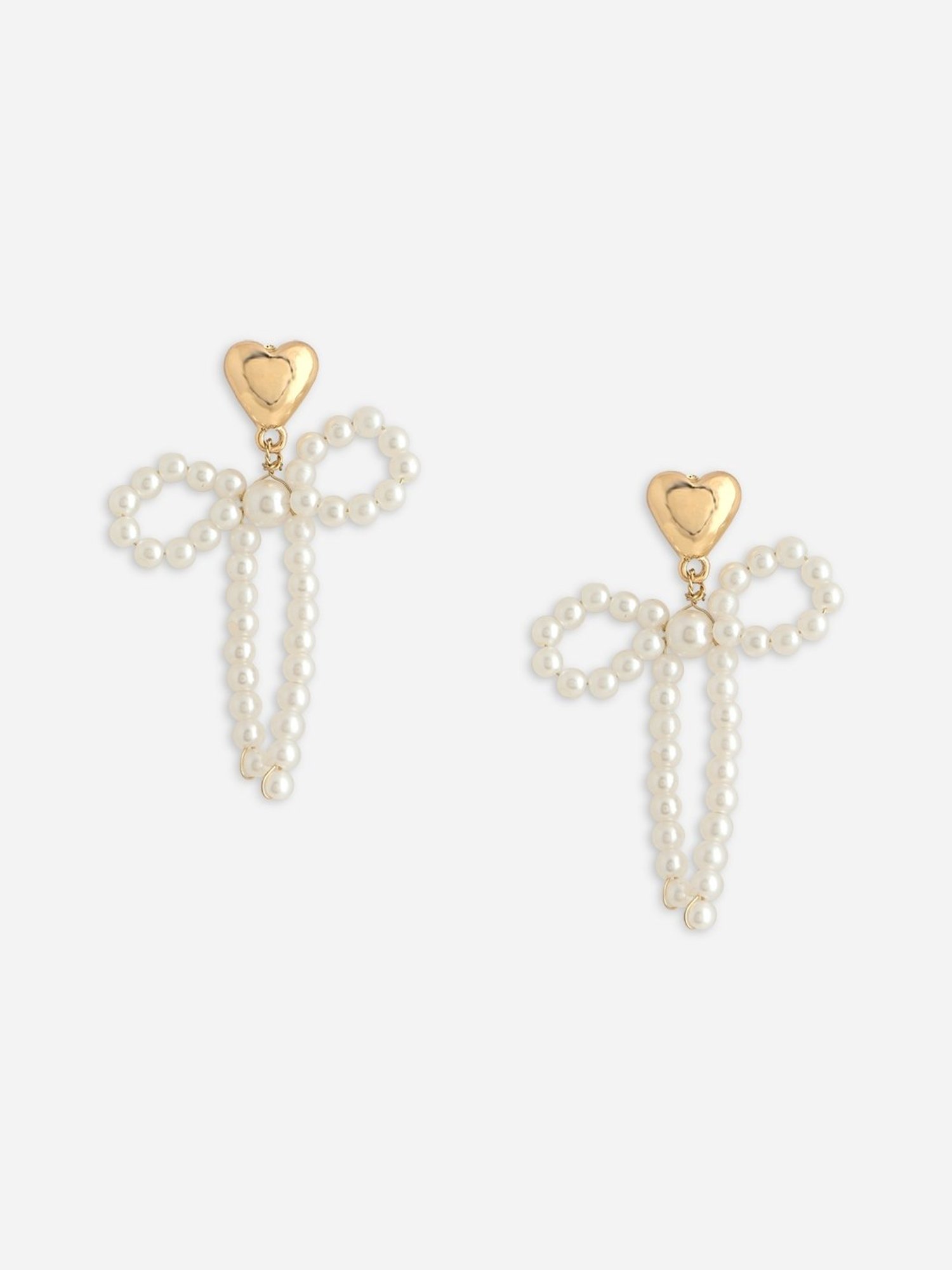 ToniQ White Korean Bow Drop Earrings for Women