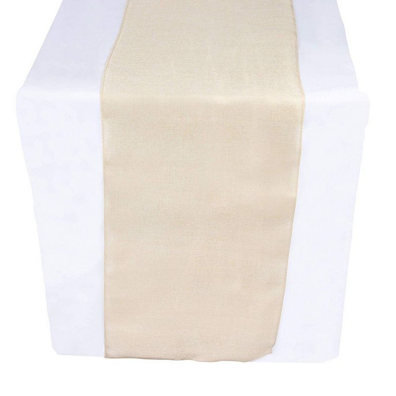 Genie Crafts Beige Linen Fabric Dining Table Runner Roll, 360 Inches Long x 17.7 in
