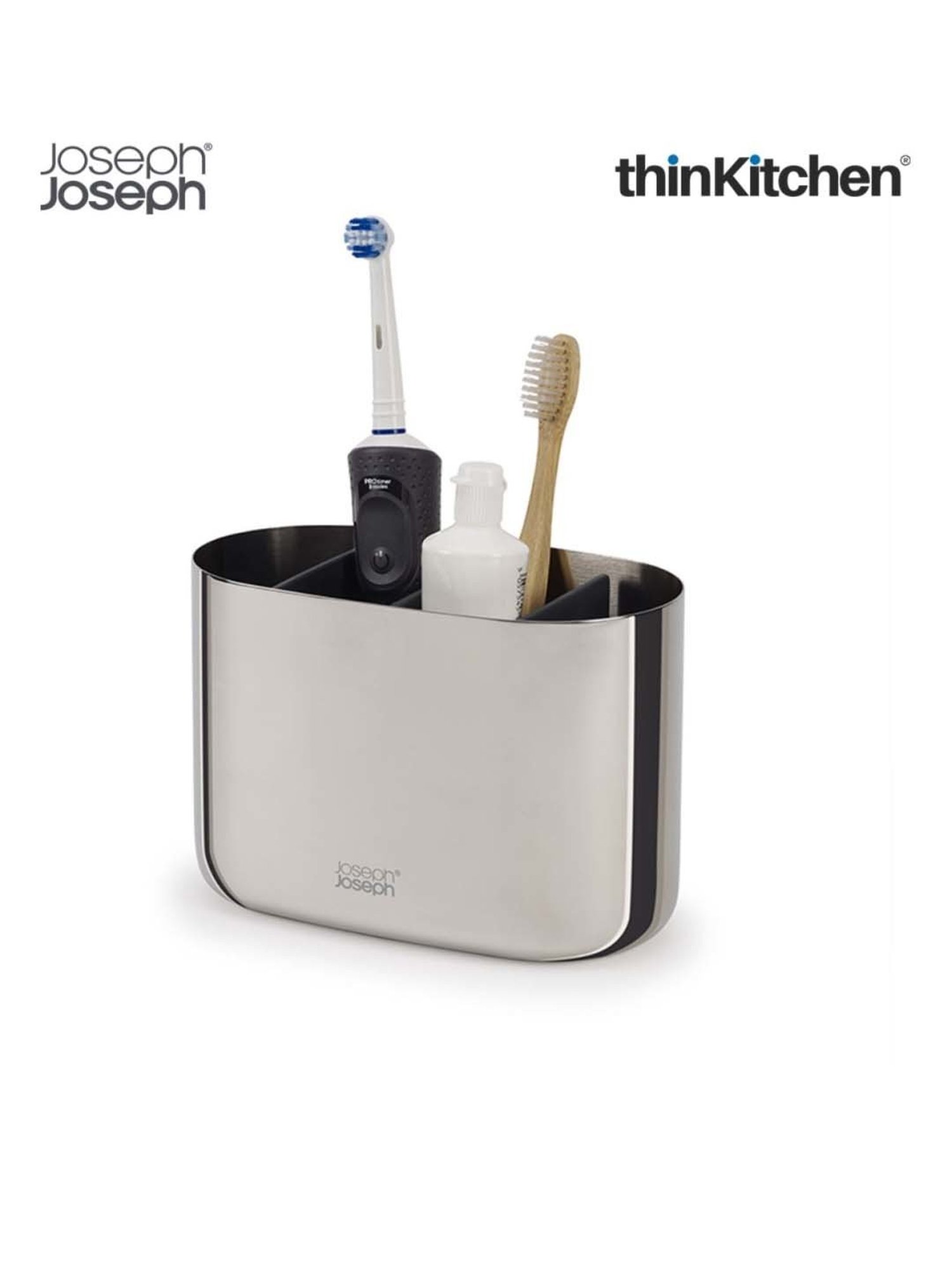 Joseph Joseph Silver Stainless Steel Easystore Luxe Toothbrush Caddy