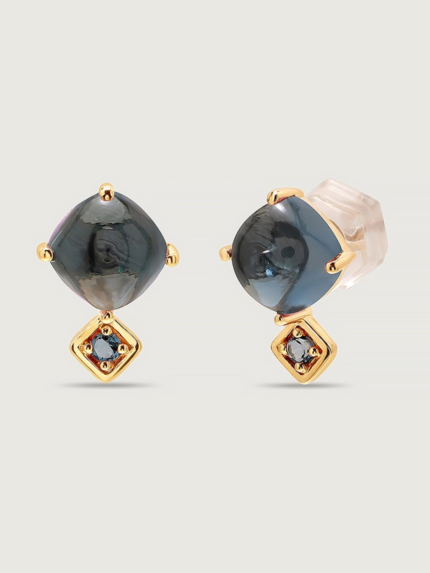 Mia by Tanishq Azure Dream 14k London Topaz Stud Earrings for Women